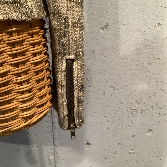 Eileen Fisher Zipper Front Knit Jacket Black/Cream - Picture 4 of 11